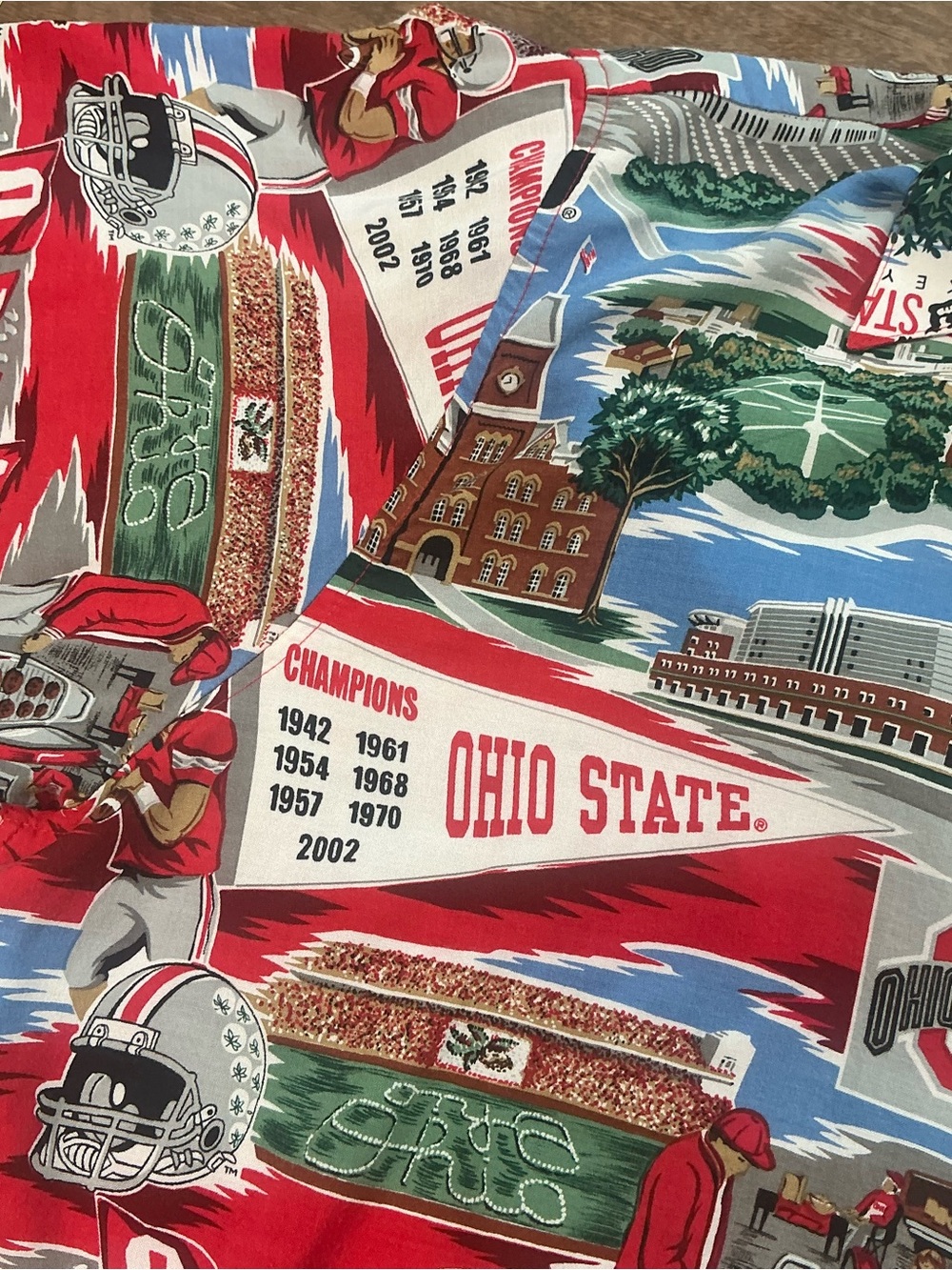 Vintage The Ohio State buckeyes 100% rayon button front short sleeve shirt XL - Picture 7 of 8